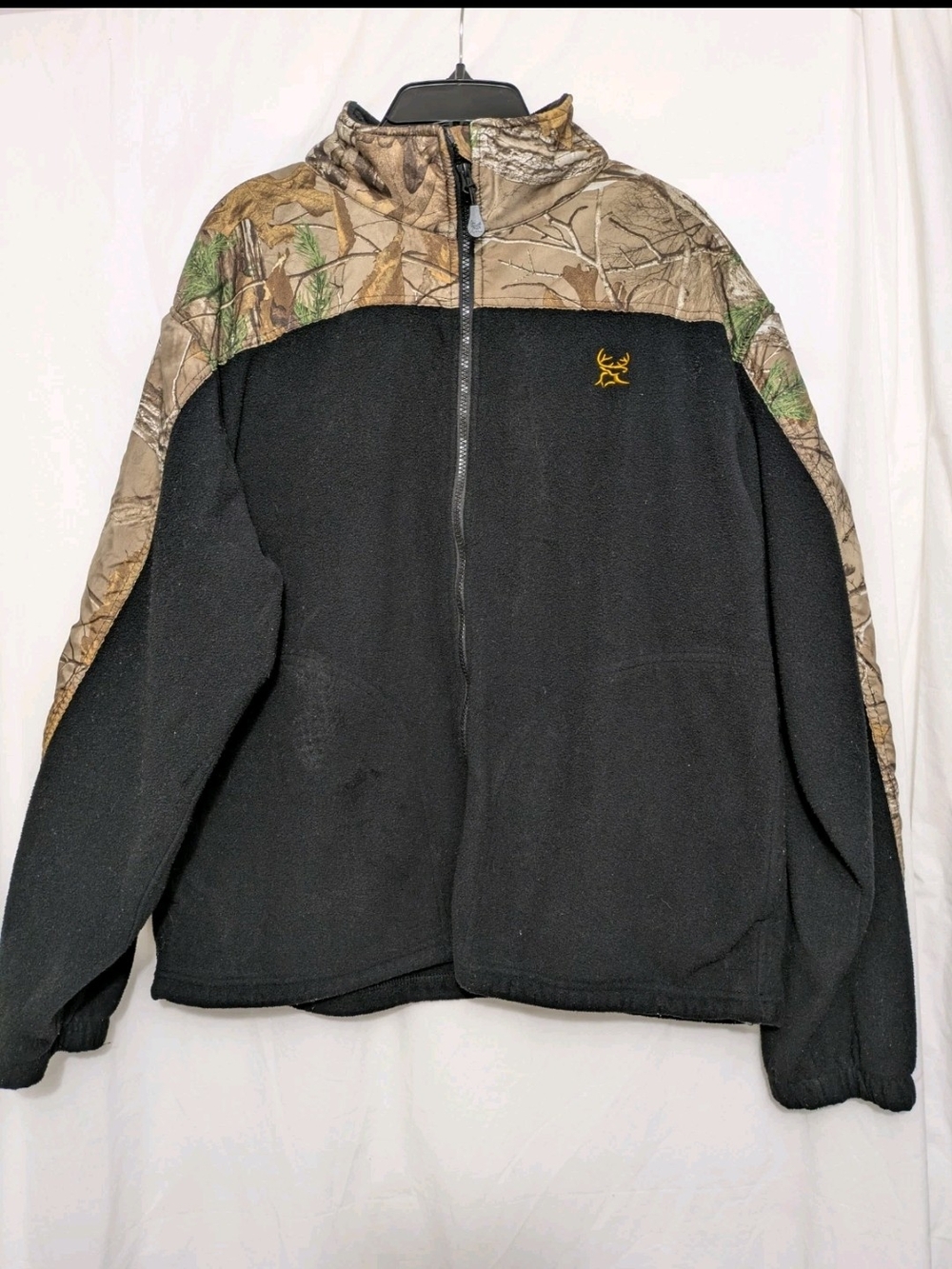 Bushmaster Men's Black Fleece Jacket with Camo Yoke Large